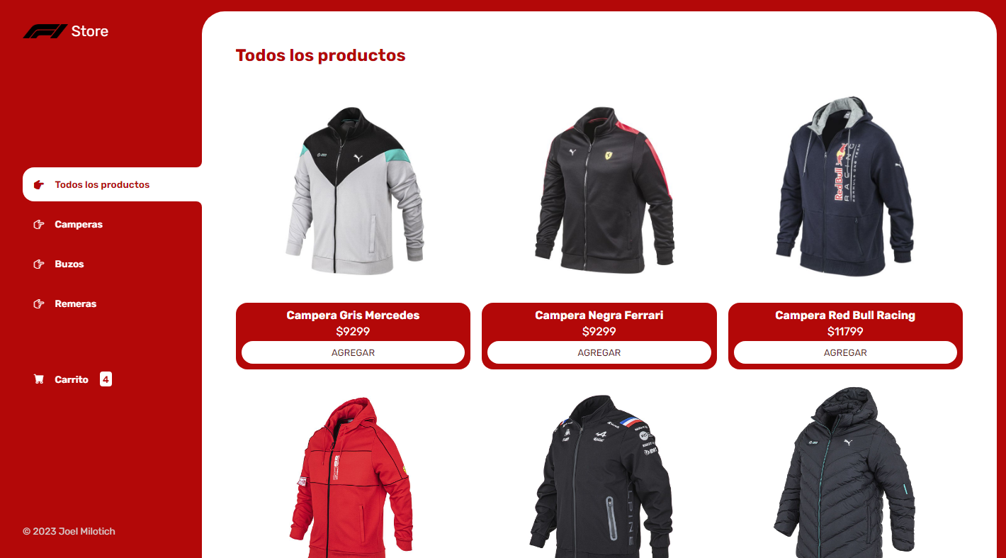 proyecto f1 shop