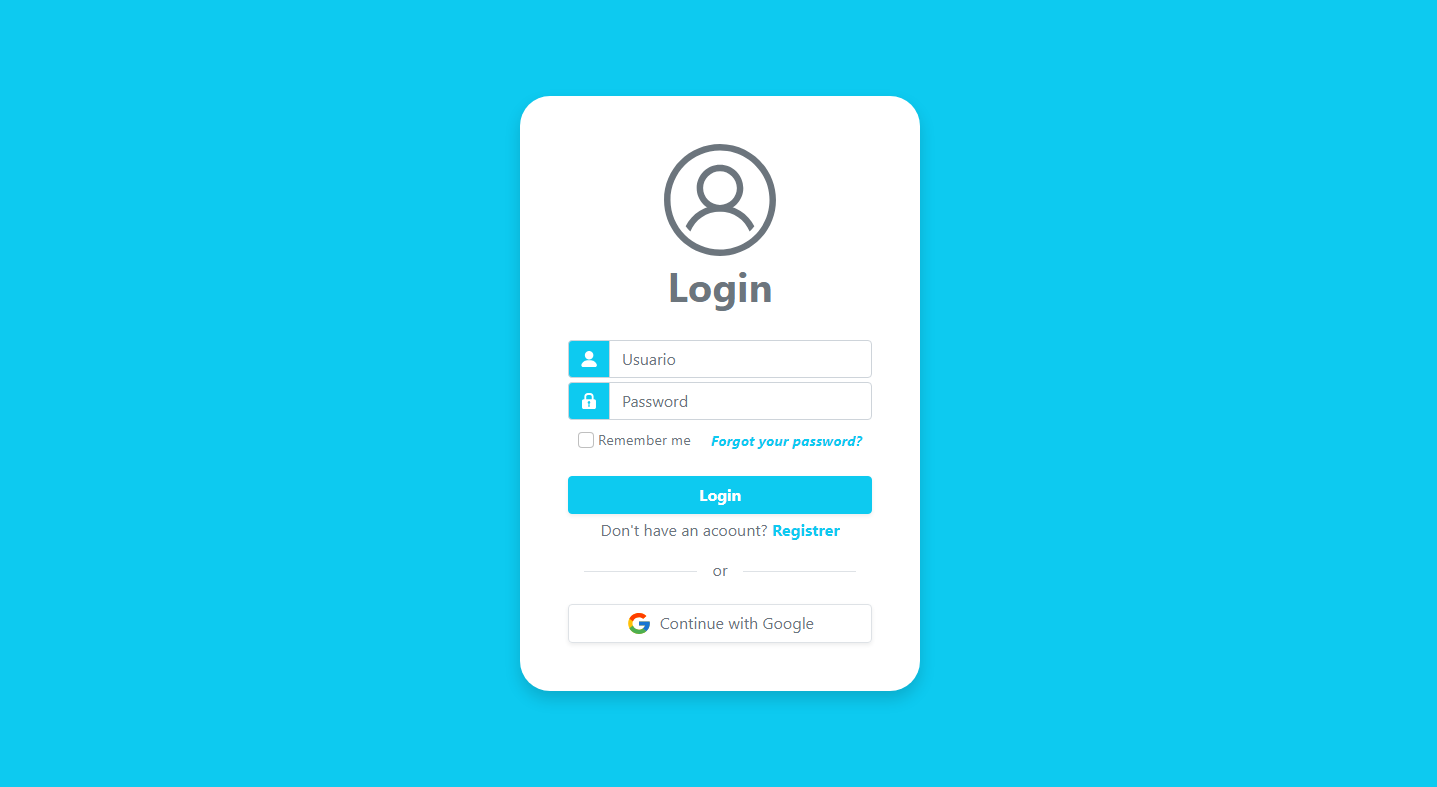 proyecto login page